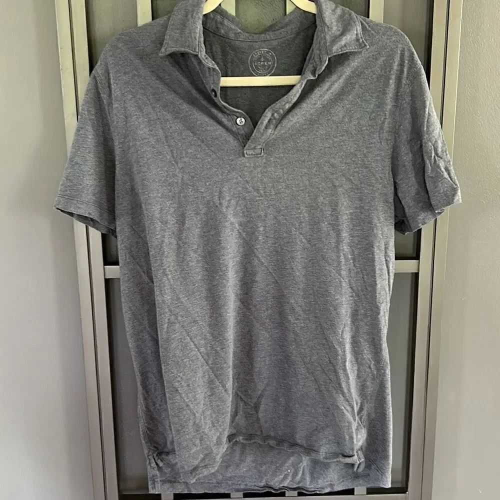 J crew gray heathered polo shirt size L